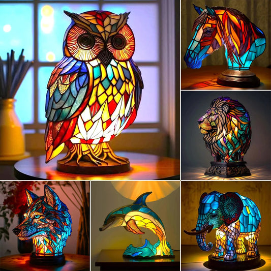 Retro Animal Resin Table Lamp – Decorative Night Light for Bedroom Home Decor