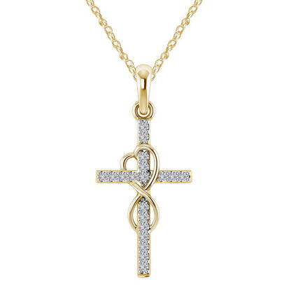 Alloy Cross Pendant Necklace - Eight Character Diamond Accent